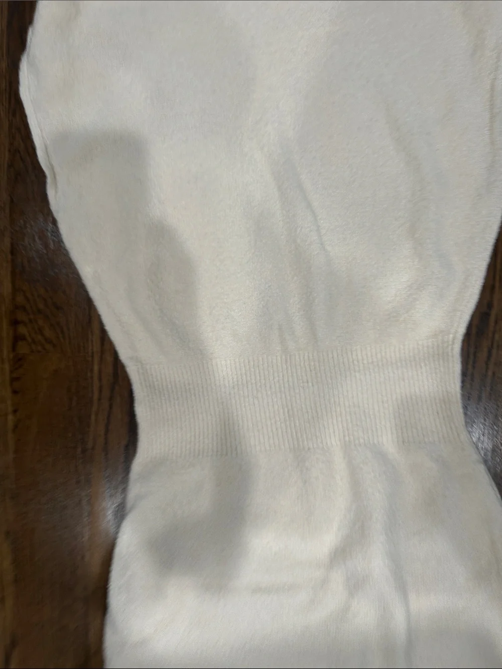 Daily Practice Column Sleeveless Cream Knit Textured Midi Dress with High Neck